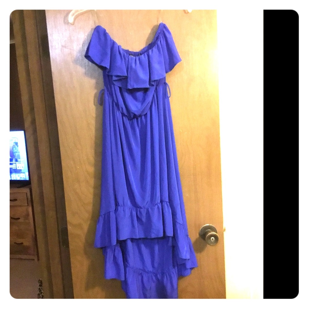 Cobalt Blue strapless high-low dress